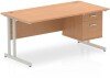 Dynamic Impulse Office Desk with 2 Drawer Fixed Pedestal - 1600 x 800mm - Oak