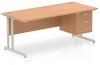 Dynamic Impulse Rectangular Desk with Cantilever Legs and 2 Drawer Top Pedestal - 1800mm x 800mm - Oak