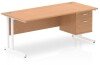 Dynamic Impulse Rectangular Desk with Cantilever Legs and 2 Drawer Top Pedestal - 1800mm x 800mm - Oak