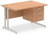 Dynamic Impulse Rectangular Desk with Cantilever Legs and 3 Drawer Top Pedestal - 1200mm x 800mm - Oak