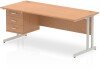 Dynamic Impulse Rectangular Desk with Cantilever Legs and 3 Drawer Fixed Pedestal - 1800 x 800mm - Oak
