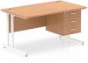 Dynamic Impulse Office Desk with 3 Drawer Fixed Pedestal - 1400 x 800mm - Oak