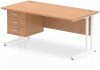 Dynamic Impulse Rectangular Desk with Cantilever Legs and 3 Drawer Fixed Pedestal - 1600 x 800mm - Oak
