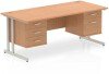 Dynamic Impulse Office Desk with 2 Drawer & 3 Drawer Fixed Pedestal - 1600 x 800mm - Oak