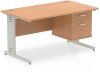 Dynamic Impulse Rectangular Desk with Cable Managed Legs and 2 Drawer Top Pedestal - 1400mm x 800mm - Oak