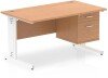 Dynamic Impulse Rectangular Desk with Cable Managed Legs and 2 Drawer Top Pedestal - 1400mm x 800mm - Oak