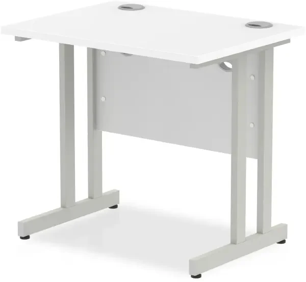 Dynamic Impulse Rectangular Desk with Twin Cantilever Legs - 800mm x 600mm - White