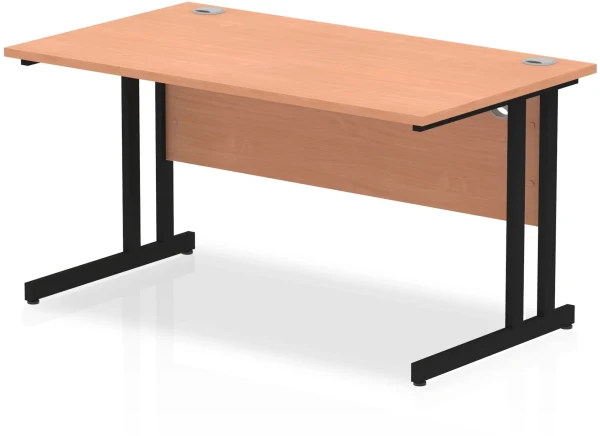 Dynamic Impulse Rectangular Desk with Twin Cantilever Legs - 1400mm x 800mm - Beech