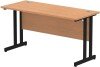 Dynamic Impulse Rectangular Desk with Twin Cantilever Legs - 1400mm x 600mm - Oak