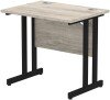 Dynamic Impulse Rectangular Desk with Twin Cantilever Legs - 800mm x 600mm - Grey oak