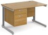 Gentoo Rectangular Desk with Cable Managed Legs and 2 Drawer Fixed Pedestal - 1200mm x 800mm - Oak