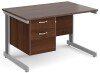Gentoo Rectangular Desk with Cable Managed Legs and 2 Drawer Fixed Pedestal - 1200mm x 800mm - Walnut