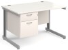 Gentoo Rectangular Desk with Cable Managed Legs and 2 Drawer Fixed Pedestal - 1200mm x 800mm - White