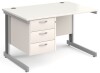 Gentoo Rectangular Desk with Cable Managed Legs and 3 Drawer Fixed Pedestal - 1200mm x 800mm - White