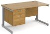 Gentoo Rectangular Desk with Cable Managed Legs and 2 Drawer Fixed Pedestal - 1400mm x 800mm - Oak