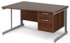 Gentoo Wave Desk with 2 Drawer Pedestal and Cable Managed Leg 1400 x 990mm - Walnut