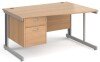 Gentoo Wave Desk with 2 Drawer Pedestal and Cable Managed Leg 1400 x 990mm - Beech