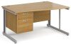 Gentoo Wave Desk with 2 Drawer Pedestal and Cable Managed Leg 1400 x 990mm - Oak