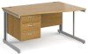 Gentoo Wave Desk with 3 Drawer Pedestal and Cable Managed Leg 1400 x 990mm - Oak