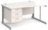 Gentoo Wave Desk with 3 Drawer Pedestal and Cable Managed Leg 1400 x 990mm - White