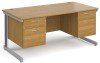 Gentoo Rectangular Desk with Cable Managed Legs, 2 and 2 Drawer Fixed Pedestals - 1600mm x 800mm - Oak