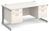 Gentoo Rectangular Desk with Cable Managed Legs, 2 and 2 Drawer Fixed Pedestals - 1600mm x 800mm - White