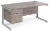 Gentoo Rectangular Desk with Cable Managed Legs and 2 Drawer Fixed Pedestal - 1600mm x 800mm - Grey Oak