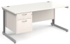 Gentoo Rectangular Desk with Cable Managed Legs and 2 Drawer Fixed Pedestal - 1600mm x 800mm - White
