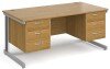 Gentoo Rectangular Desk with Cable Managed Legs, 3 and 3 Drawer Fixed Pedestals - 1600mm x 800mm - Oak