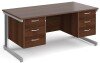 Gentoo Rectangular Desk with Cable Managed Legs, 3 and 3 Drawer Fixed Pedestals - 1600mm x 800mm - Walnut