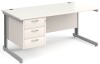 Gentoo Rectangular Desk with Cable Managed Legs and 3 Drawer Fixed Pedestal - 1600mm x 800mm - White
