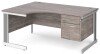 Gentoo Corner Desk with 2 Drawer Pedestal and Cable Managed Leg 1600 x 1200mm - Grey Oak