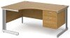 Gentoo Corner Desk with 2 Drawer Pedestal and Cable Managed Leg 1600 x 1200mm - Oak