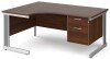 Gentoo Corner Desk with 2 Drawer Pedestal and Cable Managed Leg 1600 x 1200mm - Walnut