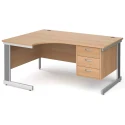 Gentoo Corner Desk with 3 Drawer Pedestal and Cable Managed Leg 1600 x 1200mm