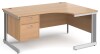 Gentoo Corner Desk with 2 Drawer Pedestal and Cable Managed Leg 1600 x 1200mm - Beech