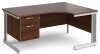 Gentoo Corner Desk with 2 Drawer Pedestal and Cable Managed Leg 1600 x 1200mm - Walnut