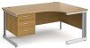 Gentoo Corner Desk with 3 Drawer Pedestal and Cable Managed Leg 1600 x 1200mm - Oak