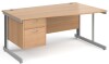 Gentoo Wave Desk with 2 Drawer Pedestal and Cable Managed Leg 1600 x 990mm - Beech