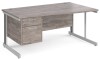 Gentoo Wave Desk with 2 Drawer Pedestal and Cable Managed Leg 1600 x 990mm - Grey Oak