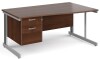 Gentoo Wave Desk with 2 Drawer Pedestal and Cable Managed Leg 1600 x 990mm - Walnut