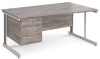 Gentoo Wave Desk with 3 Drawer Pedestal and Cable Managed Leg 1600 x 990mm - Grey Oak