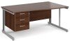 Gentoo Wave Desk with 3 Drawer Pedestal and Cable Managed Leg 1600 x 990mm - Walnut