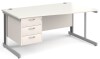 Gentoo Wave Desk with 3 Drawer Pedestal and Cable Managed Leg 1600 x 990mm - White