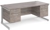 Gentoo Rectangular Desk with Cable Managed Legs, 2 and 2 Drawer Fixed Pedestals - 1800mm x 800mm - Grey Oak