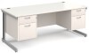 Gentoo Rectangular Desk with Cable Managed Legs, 2 and 2 Drawer Fixed Pedestals - 1800mm x 800mm - White