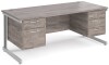 Gentoo Rectangular Desk with Cable Managed Legs, 2 and 3 Drawer Fixed Pedestals - 1800mm x 800mm - Grey Oak
