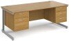 Gentoo Rectangular Desk with Cable Managed Legs, 2 and 3 Drawer Fixed Pedestals - 1800mm x 800mm - Oak