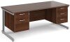 Gentoo Rectangular Desk with Cable Managed Legs, 2 and 3 Drawer Fixed Pedestals - 1800mm x 800mm - Walnut