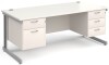 Gentoo Rectangular Desk with Cable Managed Legs, 2 and 3 Drawer Fixed Pedestals - 1800mm x 800mm - White